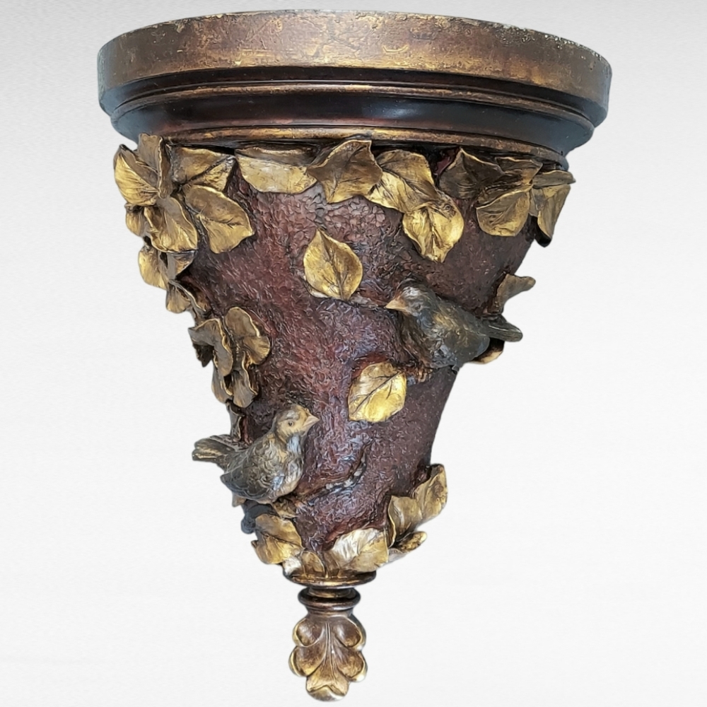 Vintage Rustic Bird/Leaf Wall Sconce Shelf
